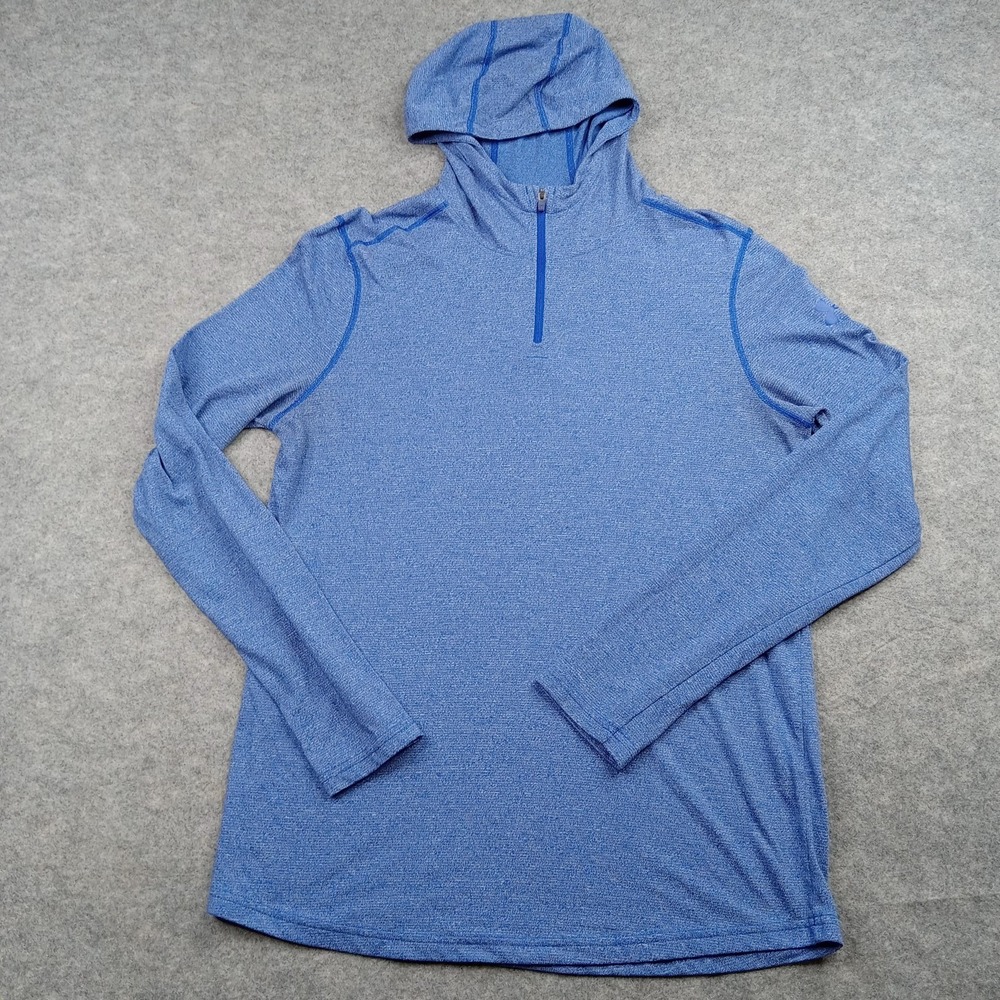 Under Armour Hoodie Mens Medium Blue Threadborne HeatGear Fitted 1/4‎ Zip Top
